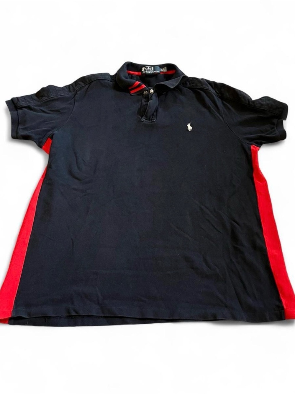Men’s Vintage Polo Ralph Lauren Black/Red Polo Shirt W Zipper Size XL